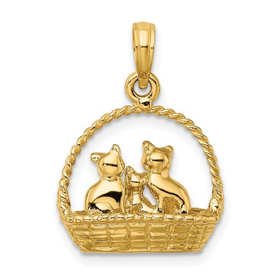Cats Inside of Basket Charm