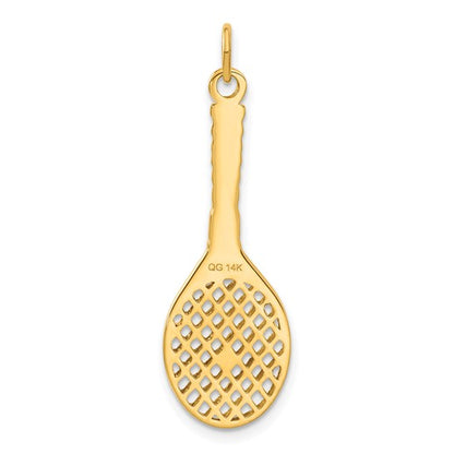 Tennis Racquet with Freshwater Cultured Pearl Ball Charm