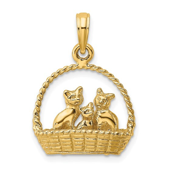 Cats Inside of Basket Charm