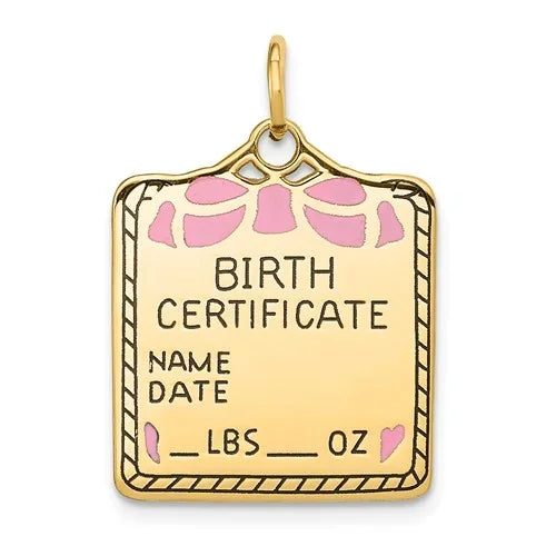 Birth Certificate Charm